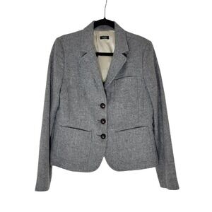 J. Crew Robert Noble Scottish‎ Wool Gray Tweed Blazer Jacket Womens Sz 12 READ